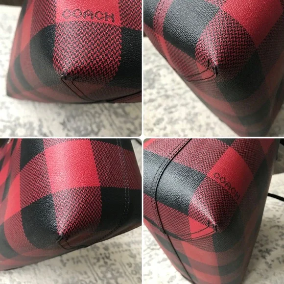 Coach City Tote Bag With Buffalo Plaid Print, 7271 - Picture 13 of 15